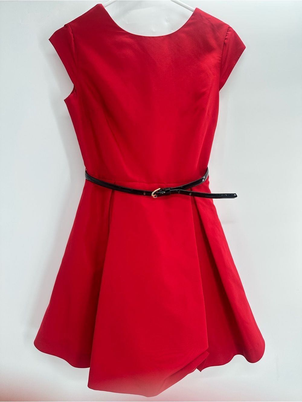 Ted Baker Red Belted Dress Flare/Skater Style Size 1 (XS)
